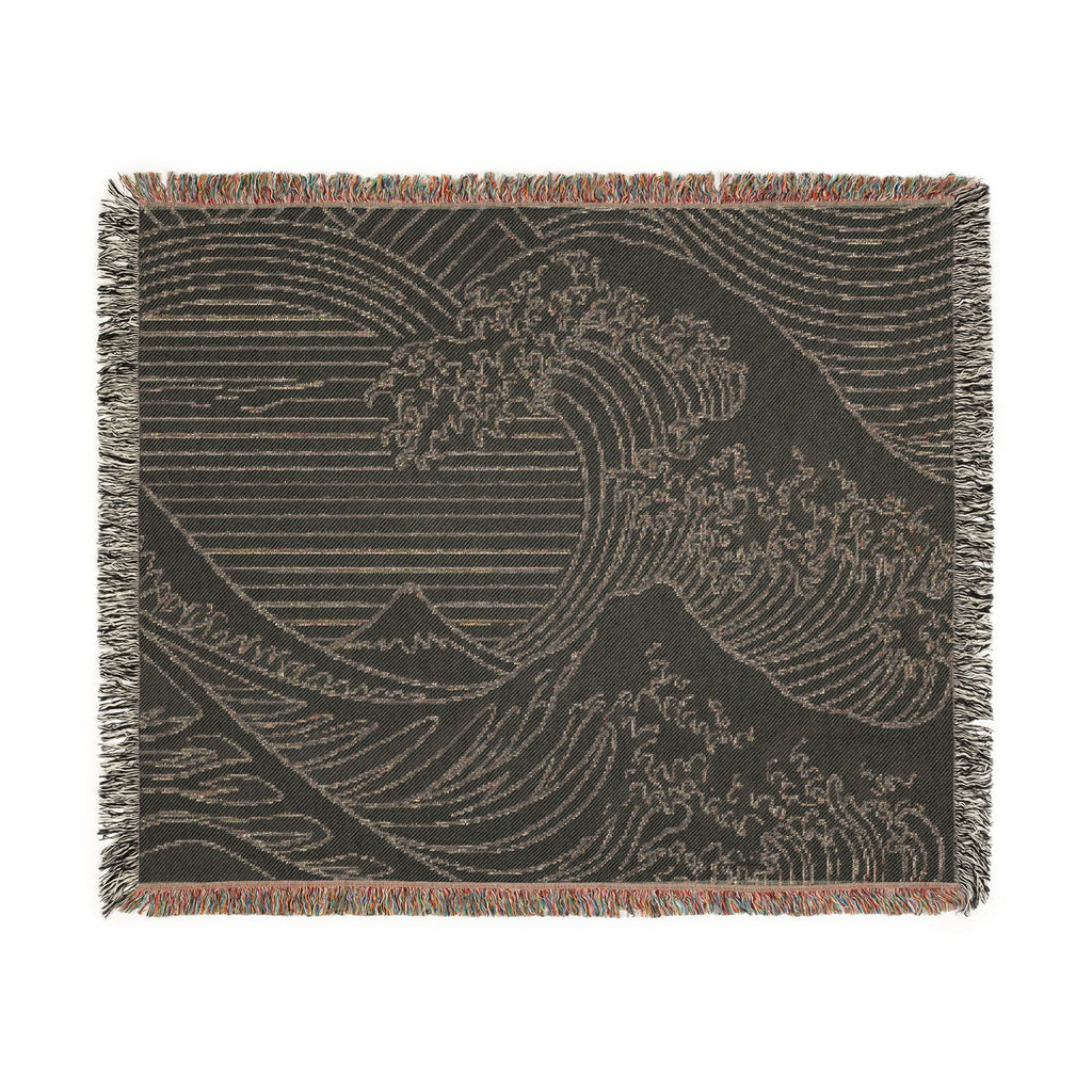 Great Wave woven blanket | Japanese wave tapestry throw