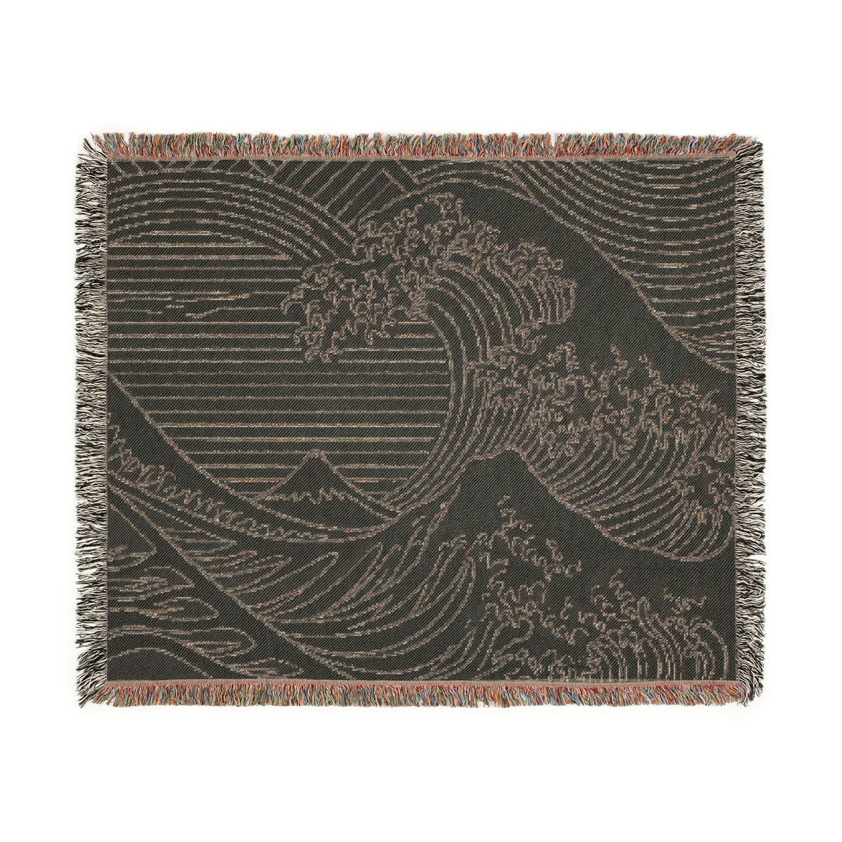 Great Wave woven blanket | Japanese wave tapestry throw
