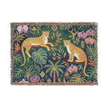 Jungle Leopard Tapestry Woven Blanket | Tropical Foliage Throw