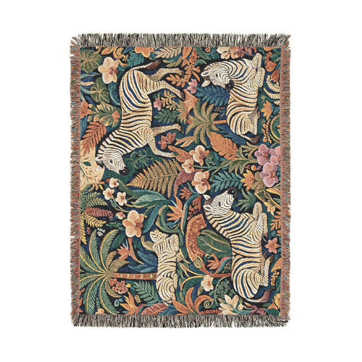 Jungle Zebra Tapestry Woven Blanket | Safari Animal Pattern Throw