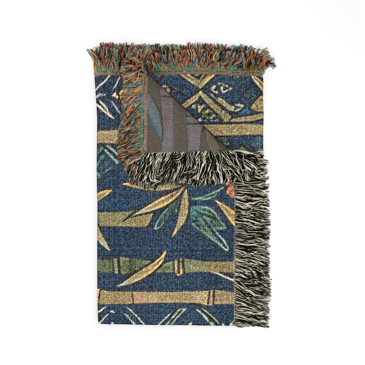 Golden Leopard Floral Woven Blanket | Tropical Bamboo Throw