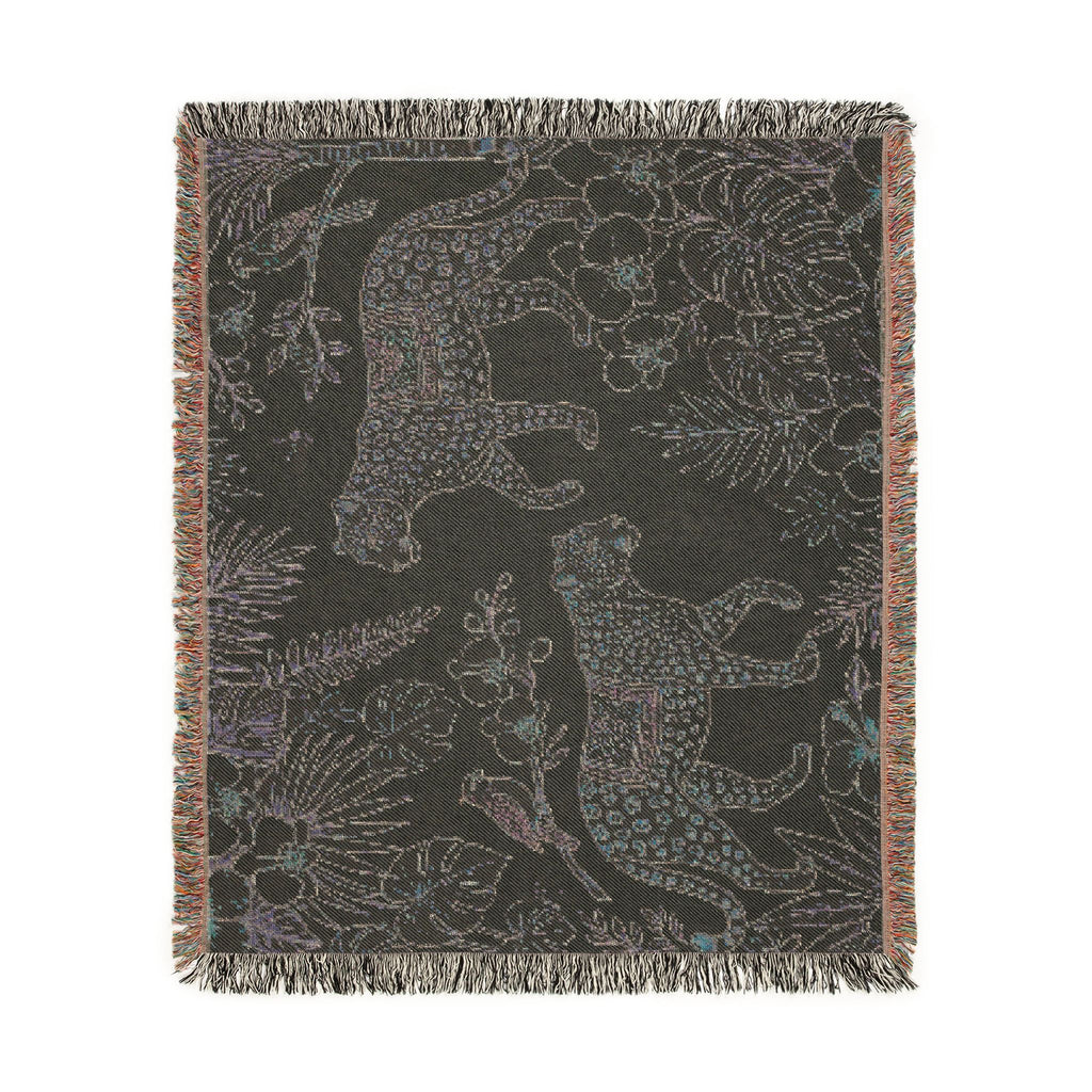 Tropical Leopard Woven Blanket I Animal Throw