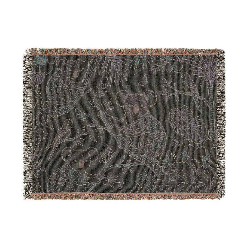 Koala Forest Illustration Woven Blanket | Botanical Animal Throw