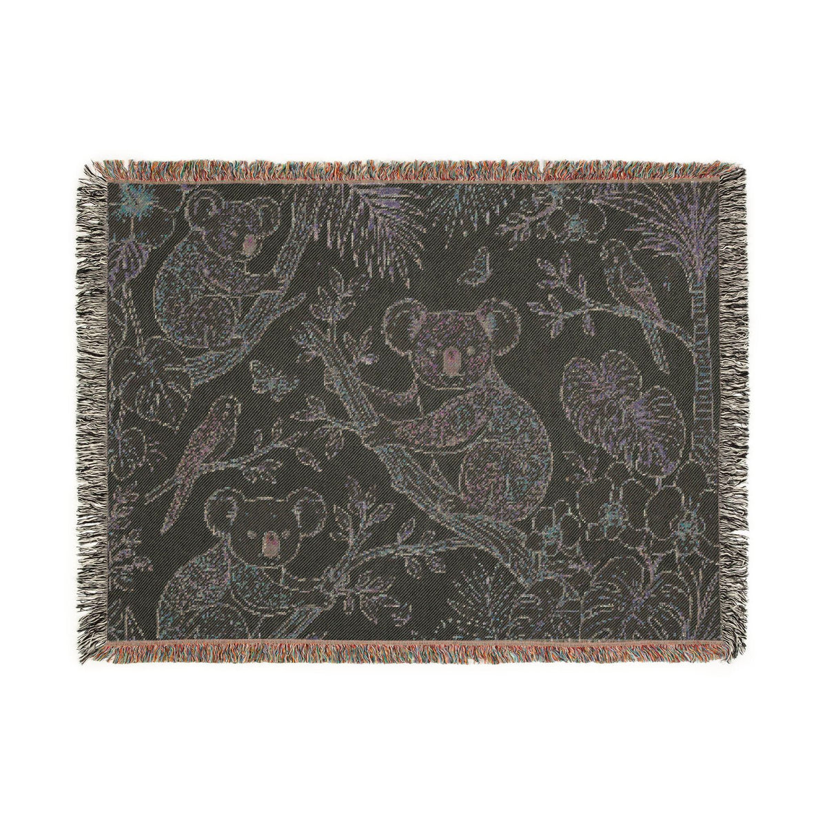 Koala Forest Illustration Woven Blanket | Botanical Animal Throw