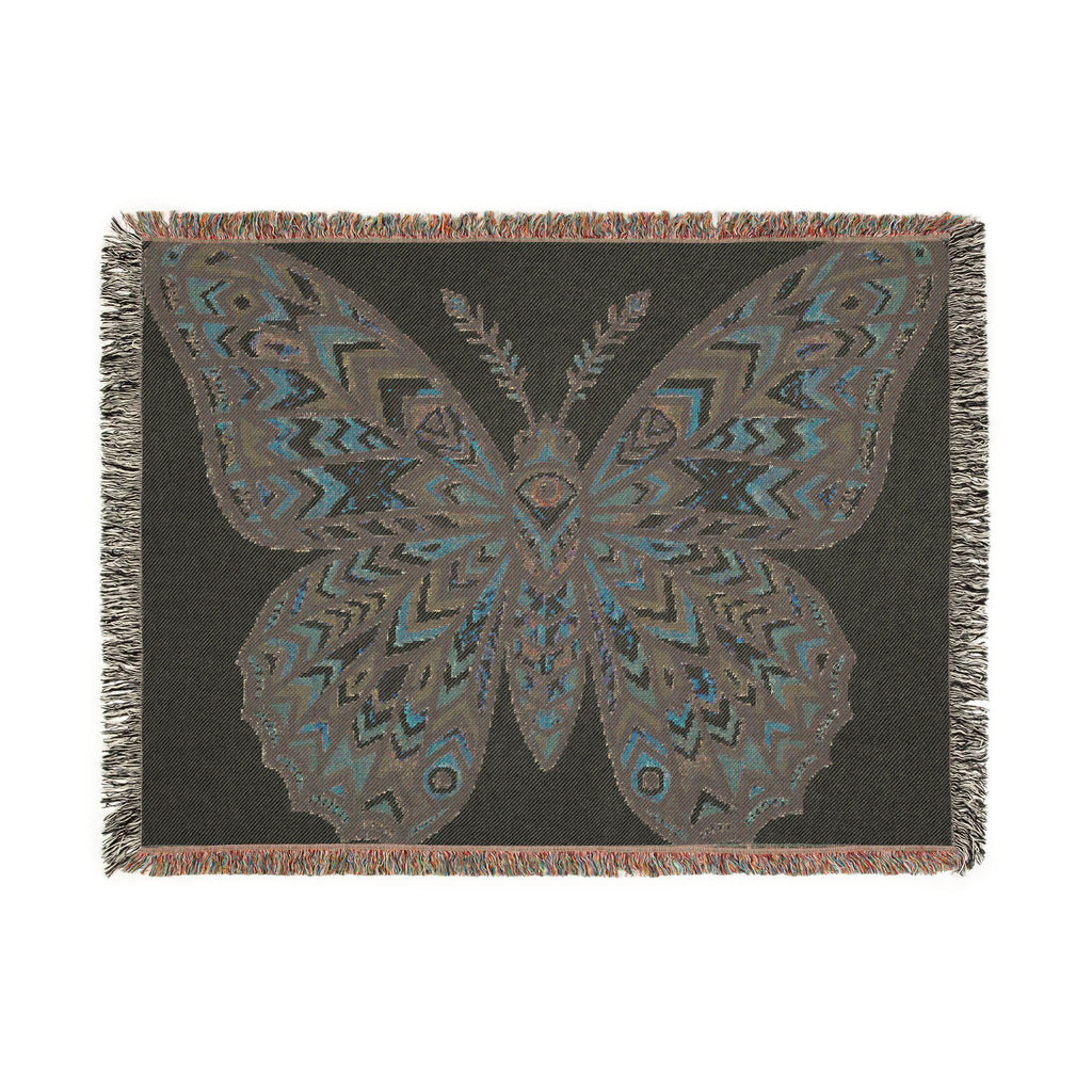 Boho Geometric Butterfly Woven Blanket | Tapestry Throw, Southwestern Motif