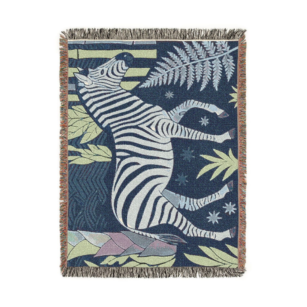 Zebra Jungle Woven Blanket | Tropical Safari Throw
