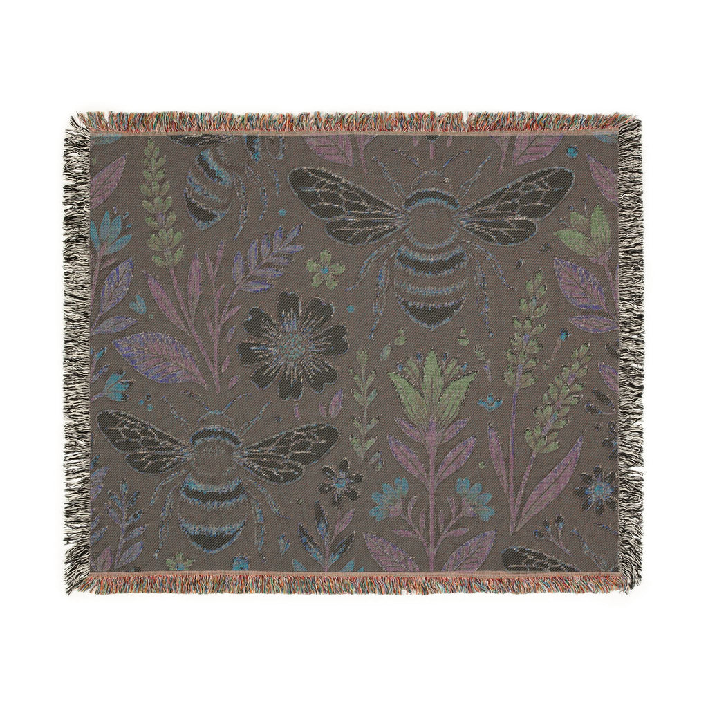 Bees and Wildflowers Woven Blanket | Bee Floral Throw