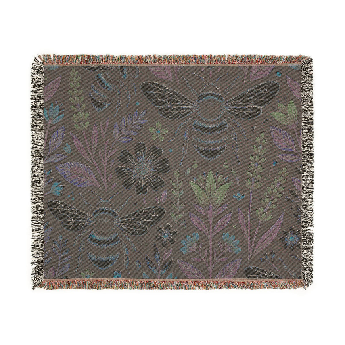 Bees and Wildflowers Woven Blanket | Bee Floral Throw