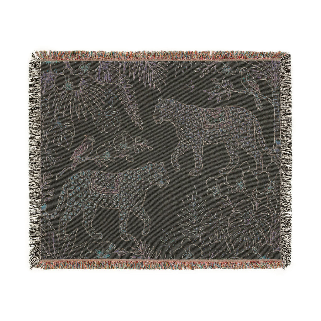 Tropical Leopard Woven Blanket I Animal Throw