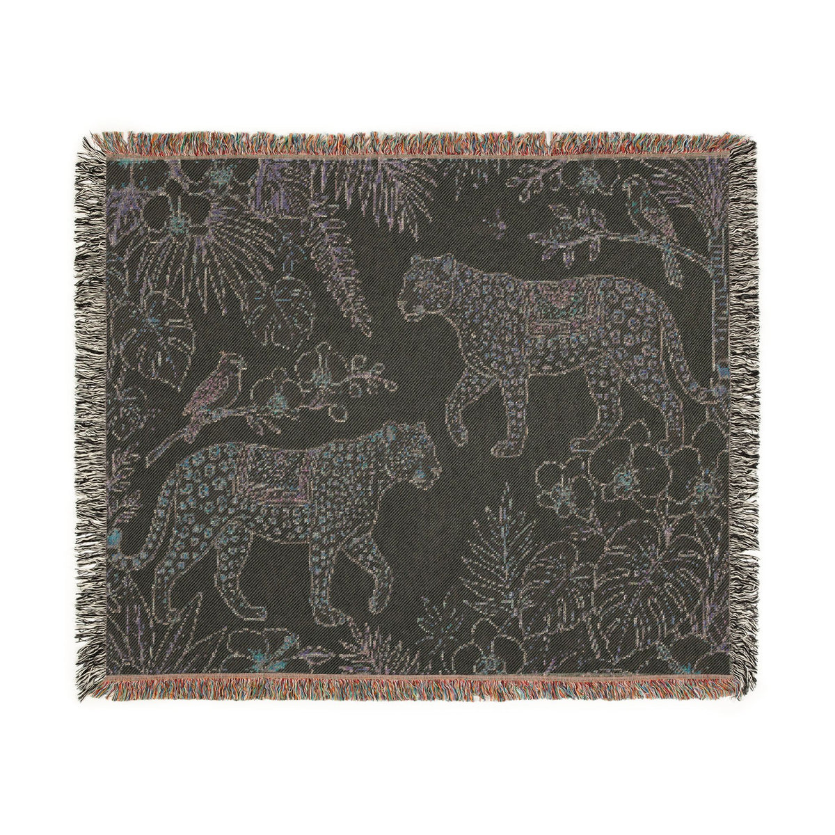 Tropical Leopard Woven Blanket I Animal Throw