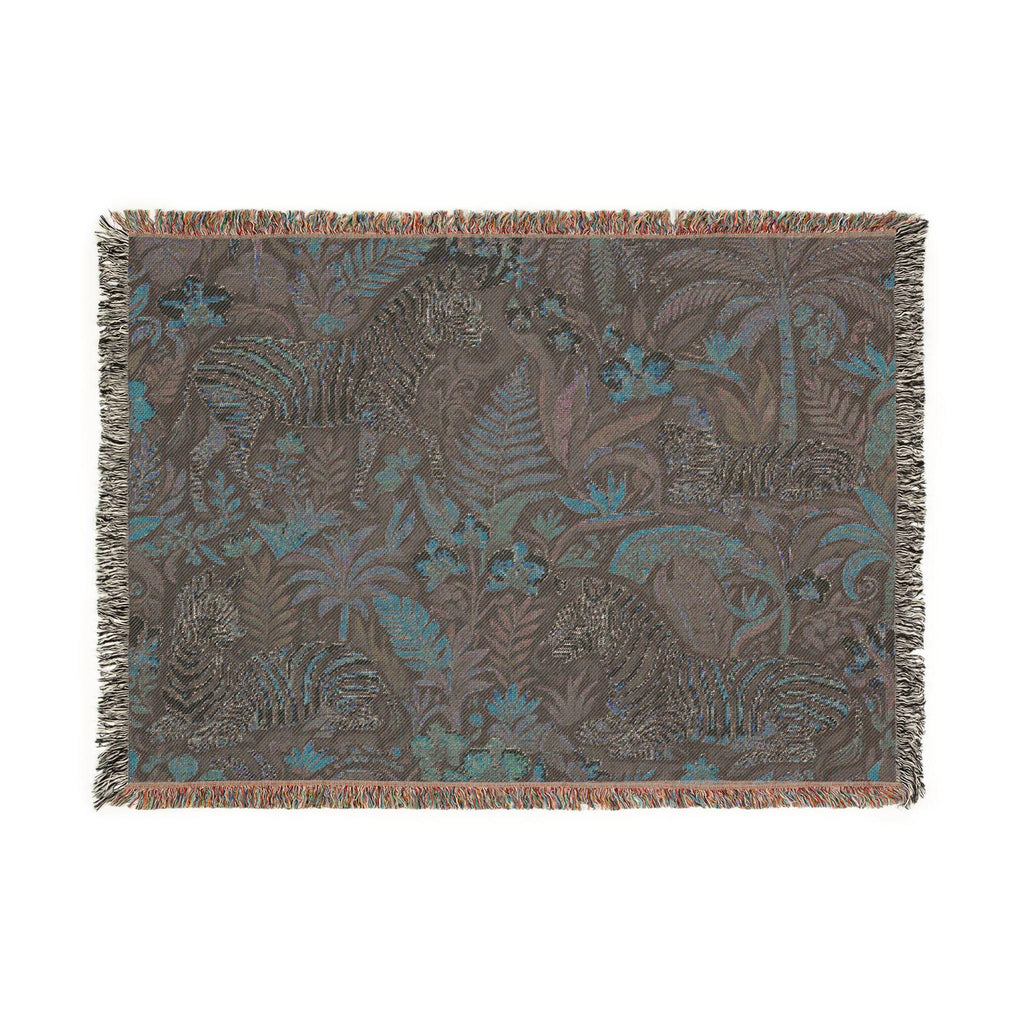 Jungle Zebra Tapestry Woven Blanket | Safari Animal Pattern Throw