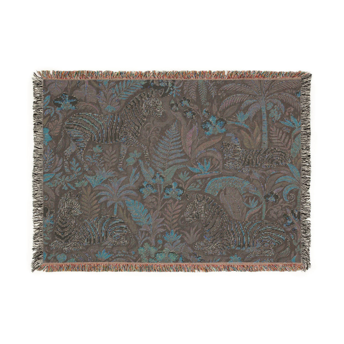 Jungle Zebra Tapestry Woven Blanket | Safari Animal Pattern Throw