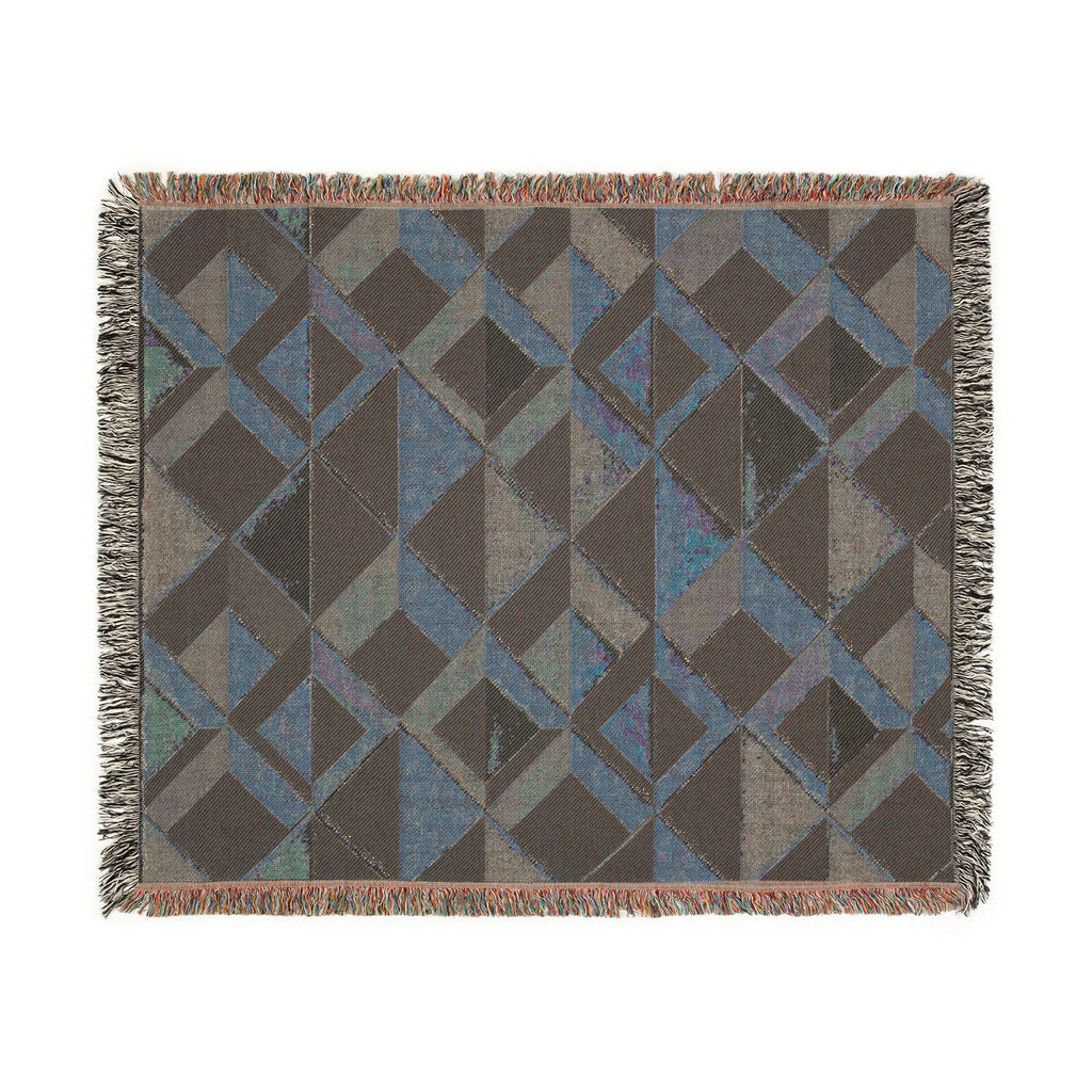 Geometric Art Deco Woven Blanket | Mid-Century Diamond Pattern Throw