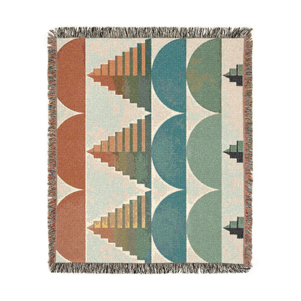 Southwest Geo Pattern Woven Blanket | Pyramid Arc Throw, Earth Tones