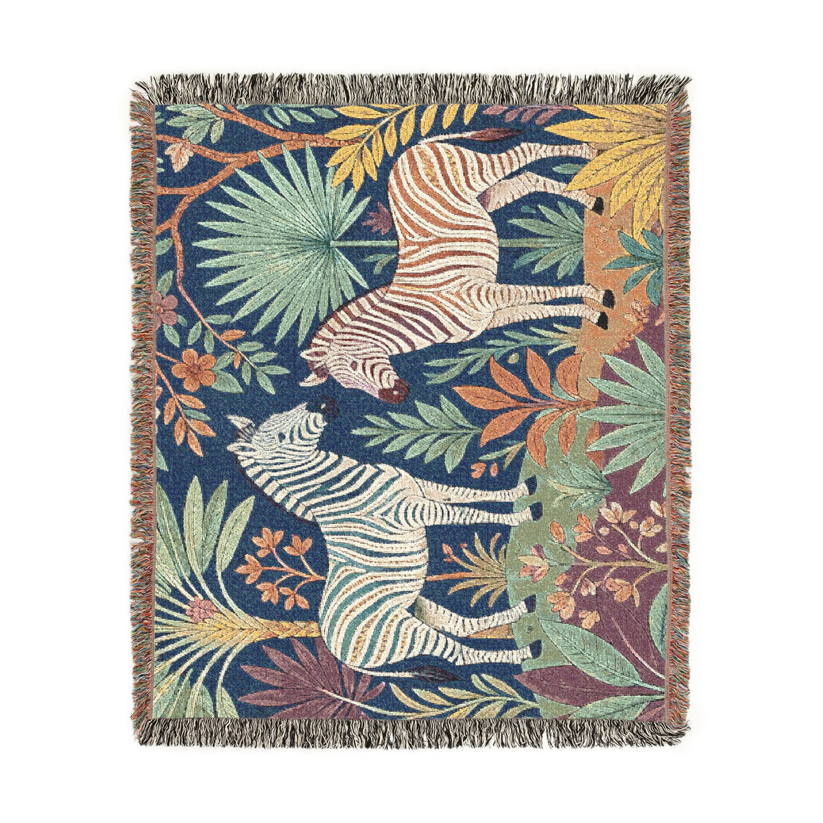 Jungle Zebra Tapestry Woven Blanket | Safari Animal Throw
