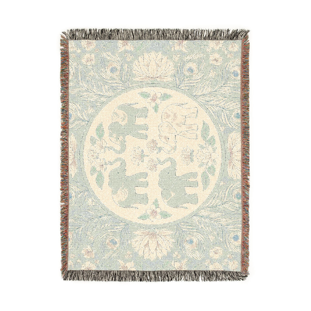 Elephant Medallion Woven Blanket | Boho Floral Throw