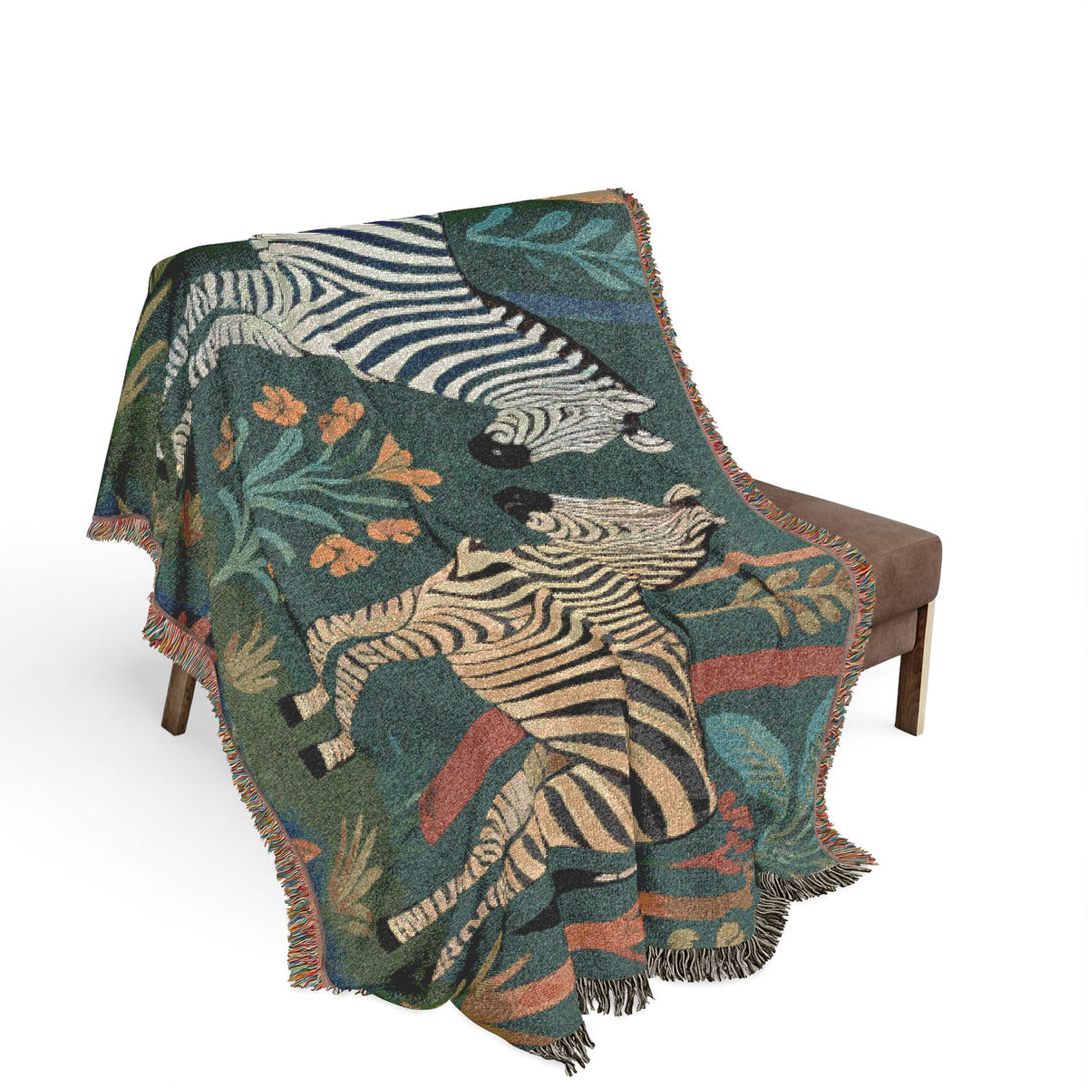 Zebra Tapestry Woven Blanket | Boho Safari Animal Throw
