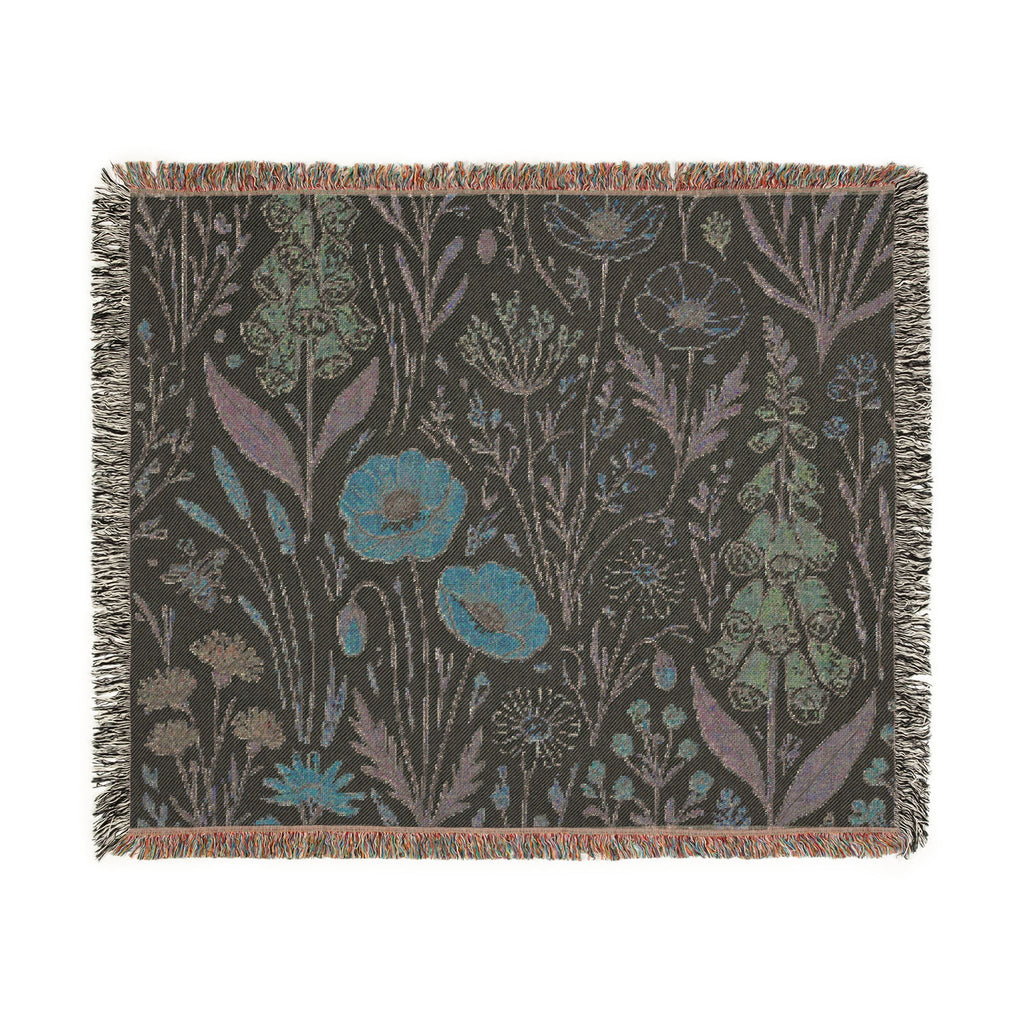 Wildflower Tapestry Woven Blanket | Floral Throw, Boho Home Decor