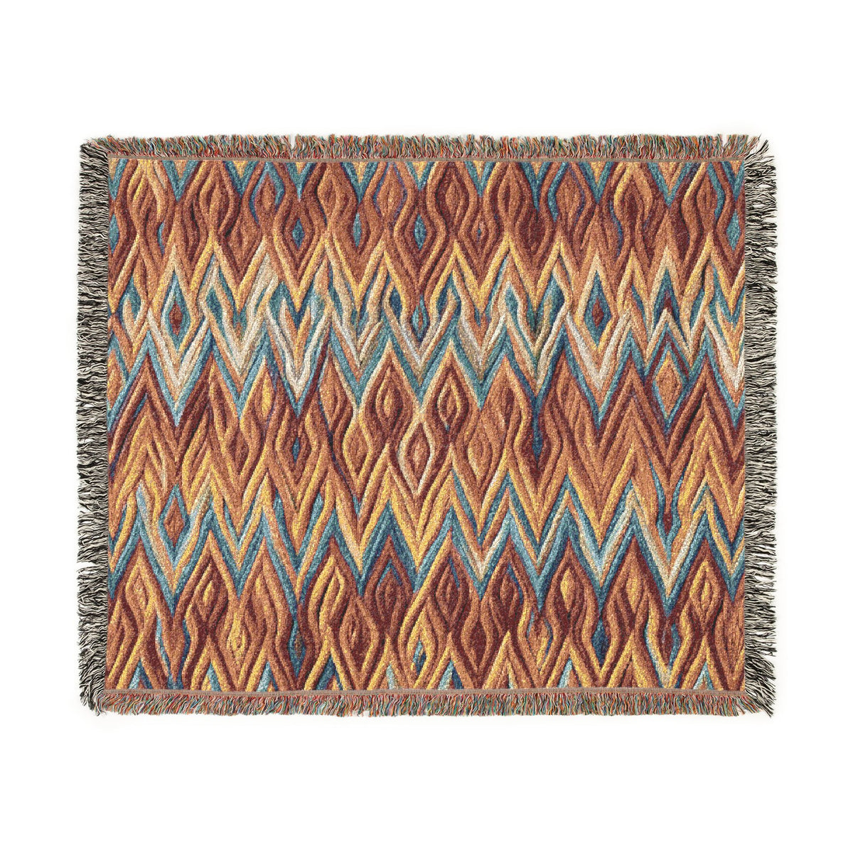 Southwestern Diamond Pattern Woven Blanket | Aztec Throw with Fringe