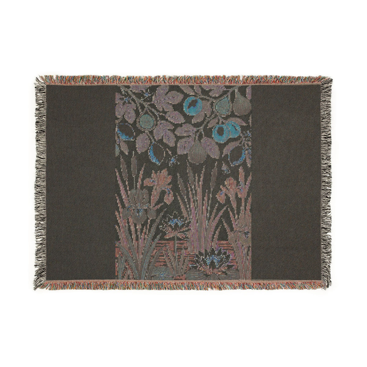 Botanical Panel Woven Blanket | Floral Fruit Tapestry Throw