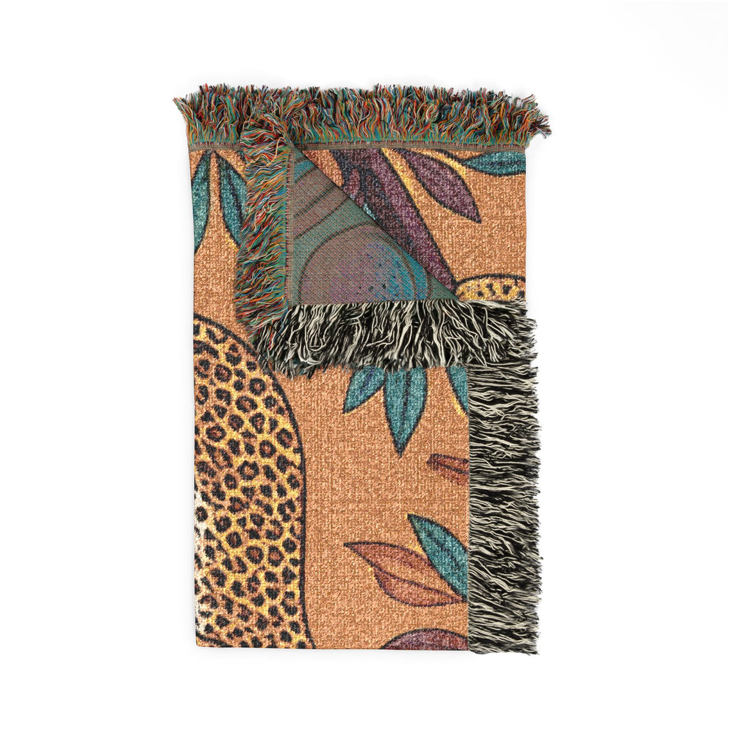 Leopard on Fruit Tree Woven Blanket | Botanical Jungle Throw