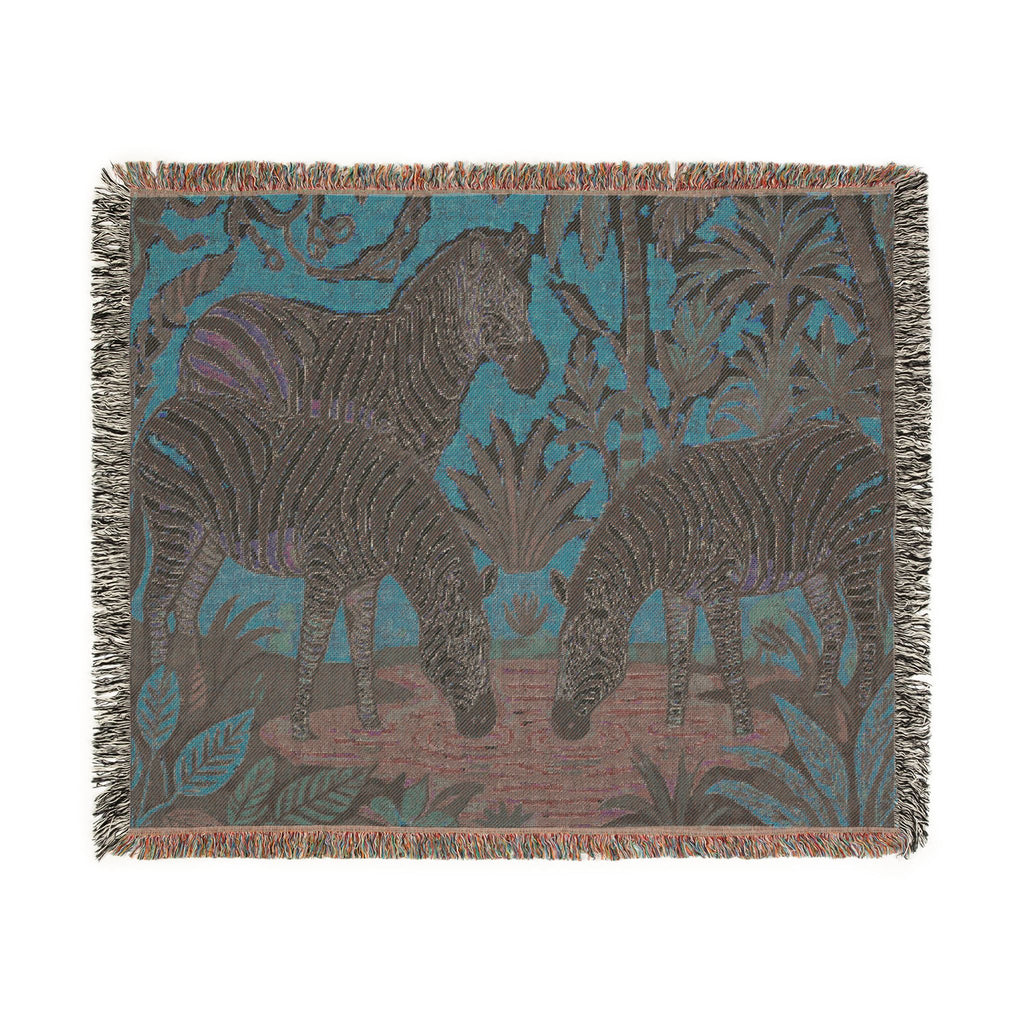 Zebra Tapestry Woven Blanket | Safari Animal Throw, Decorative Fringe Blanket