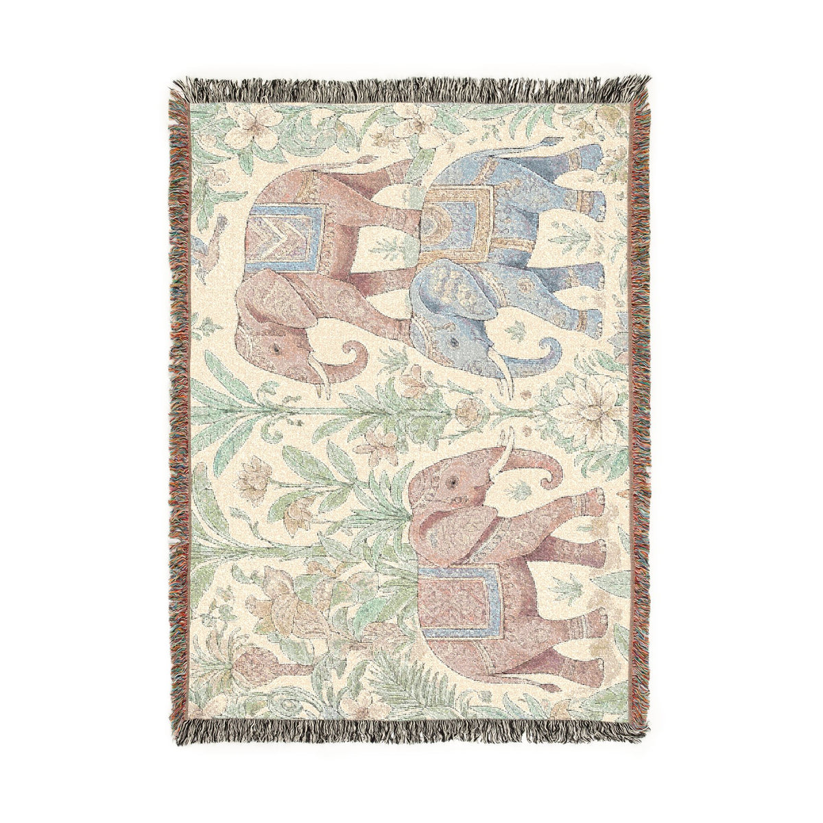Boho Elephants Woven Blanket | Tapestry Animal Throw