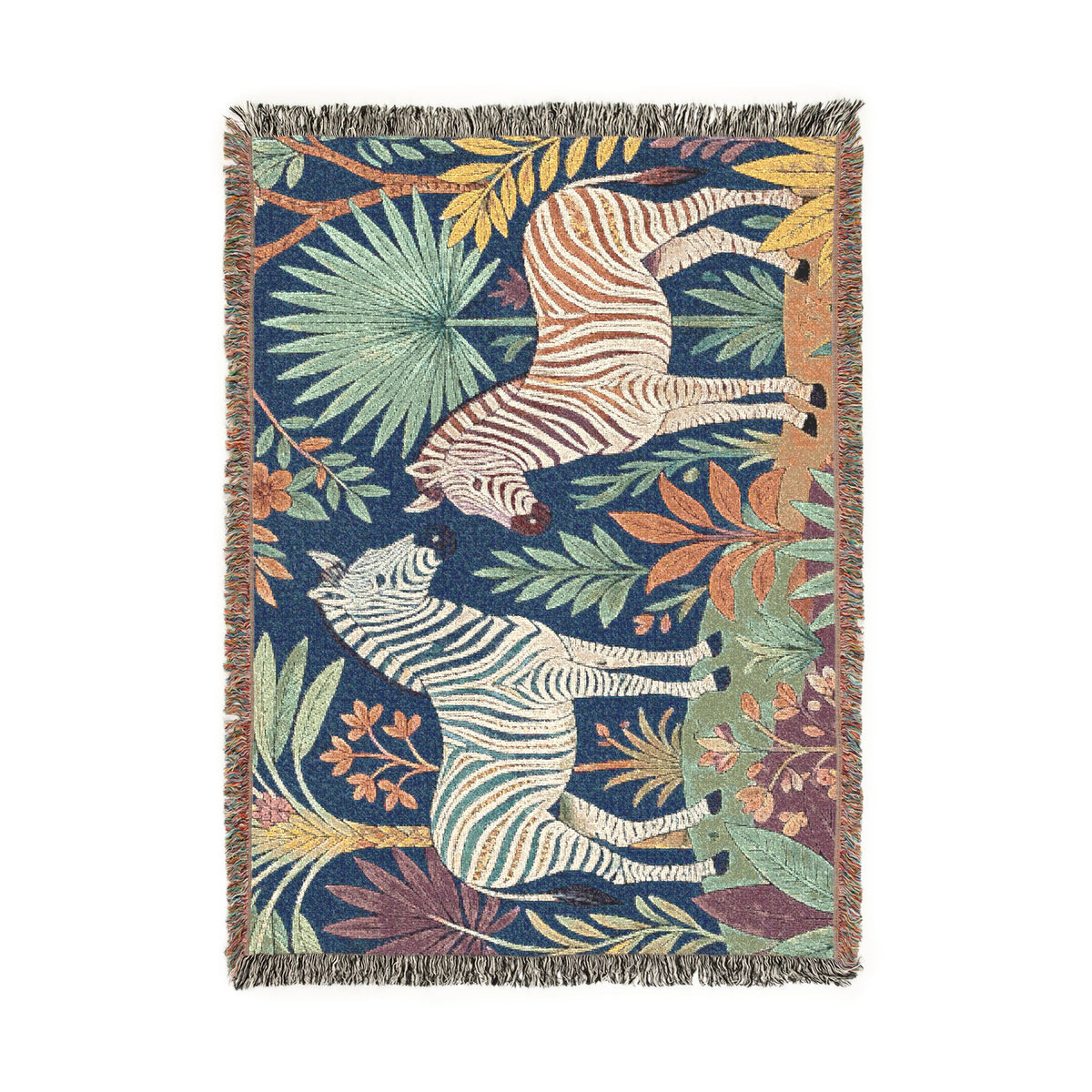 Jungle Zebra Tapestry Woven Blanket | Safari Animal Throw