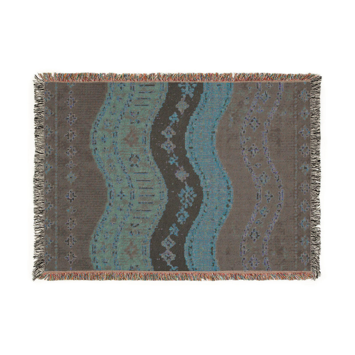Southwestern Wave Pattern Woven Blanket | Boho Aztec Throw