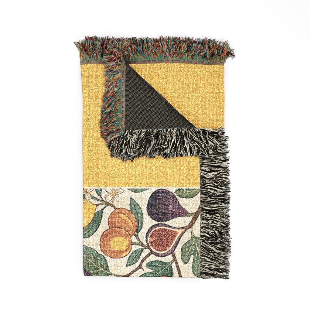 Botanical Panel Woven Blanket | Floral Fruit Tapestry Throw