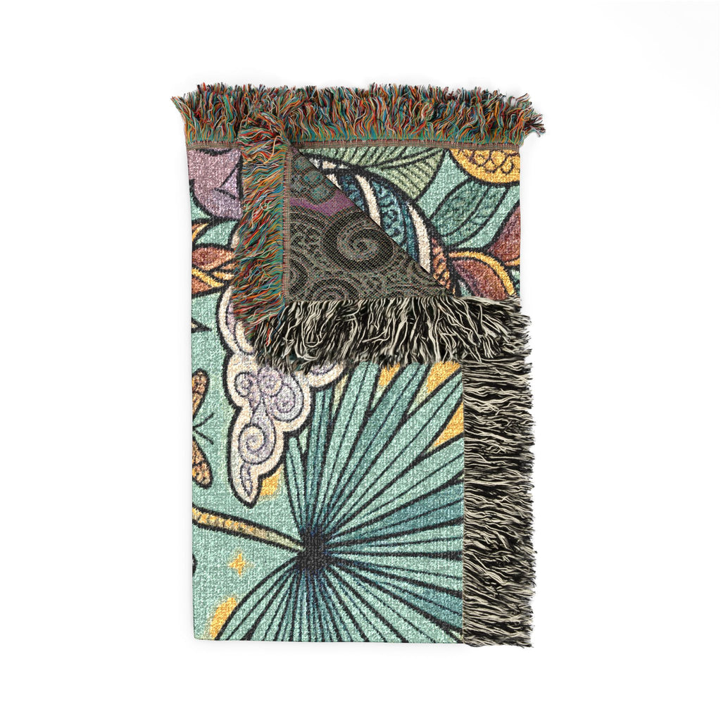 Jungle Zebras Woven Blanket | Tropical Animal Tapestry Throw