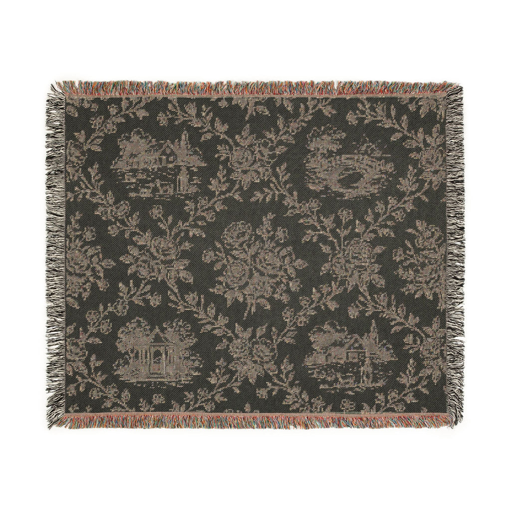 Toile Pattern Woven Blanket | Classic Scenic Toile Throw