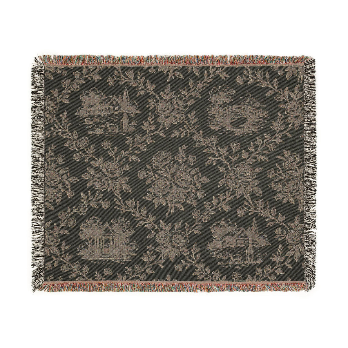 Toile Pattern Woven Blanket | Classic Scenic Toile Throw
