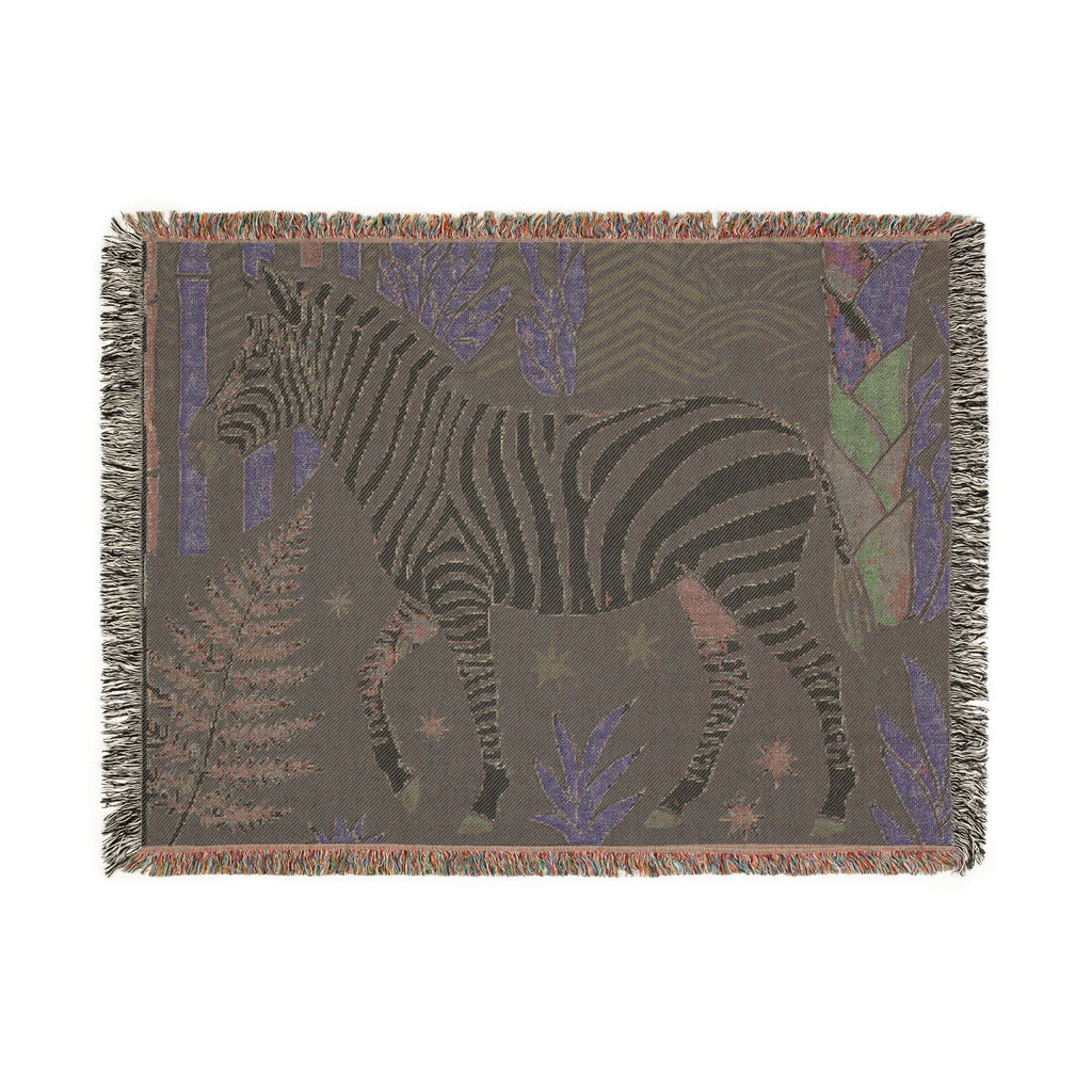 Zebra Jungle Woven Blanket | Tropical Safari Throw