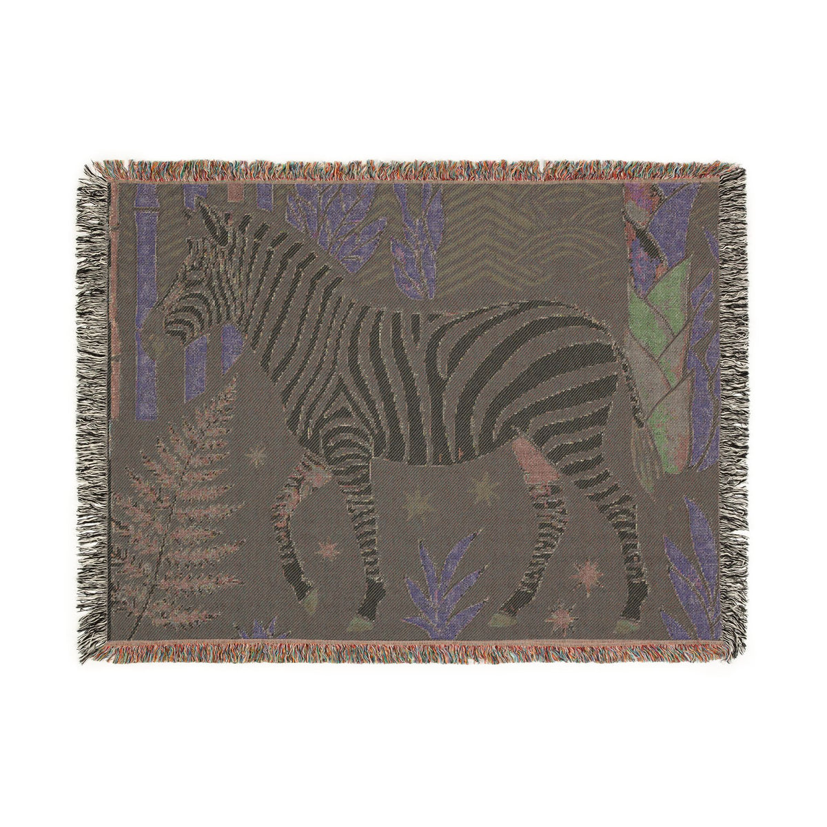 Zebra Jungle Woven Blanket | Tropical Safari Throw