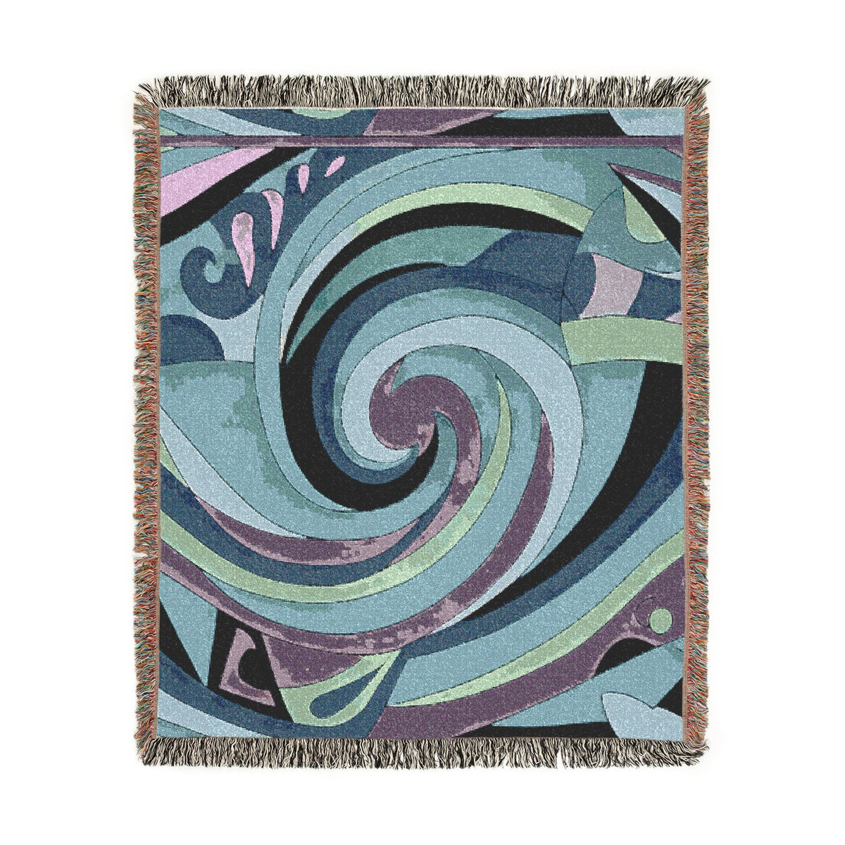 Swirling Abstract Spiral Woven Blanket | Geometric Mosaic Throw