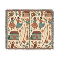 Folk Dance Pattern Woven Blanket | Southwestern House and Guitar Throw