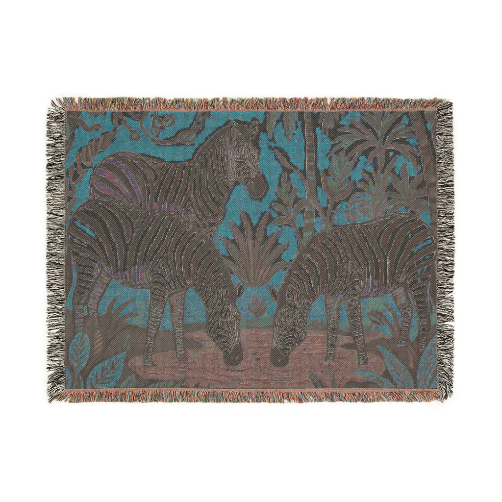 Zebra Tapestry Woven Blanket | Safari Animal Throw, Decorative Fringe Blanket