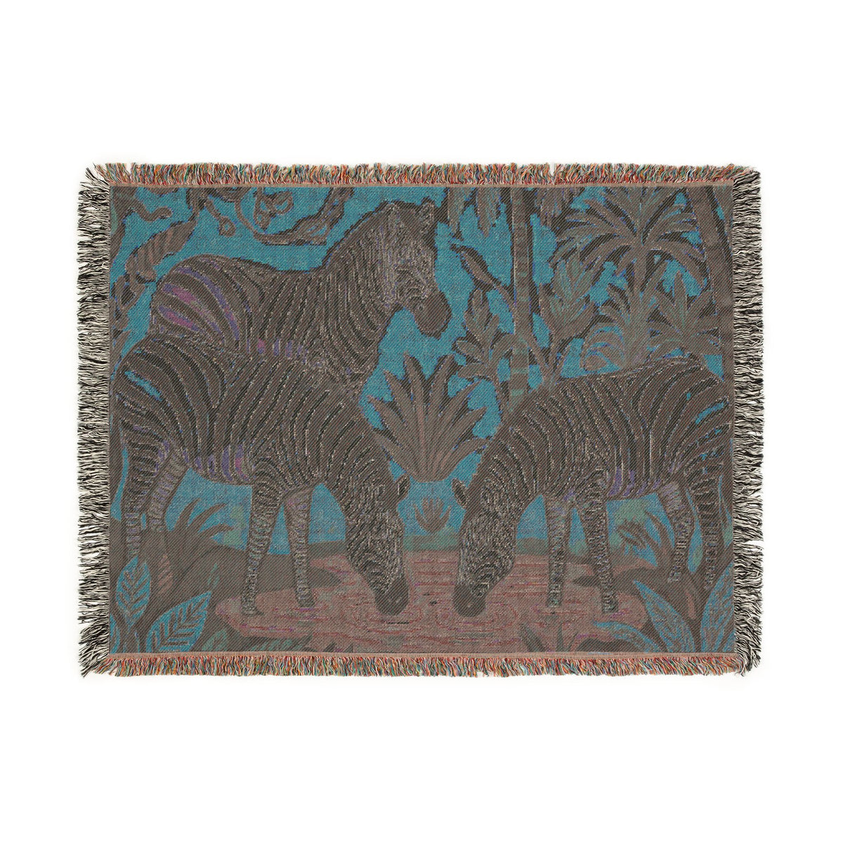 Zebra Tapestry Woven Blanket | Safari Animal Throw, Decorative Fringe Blanket