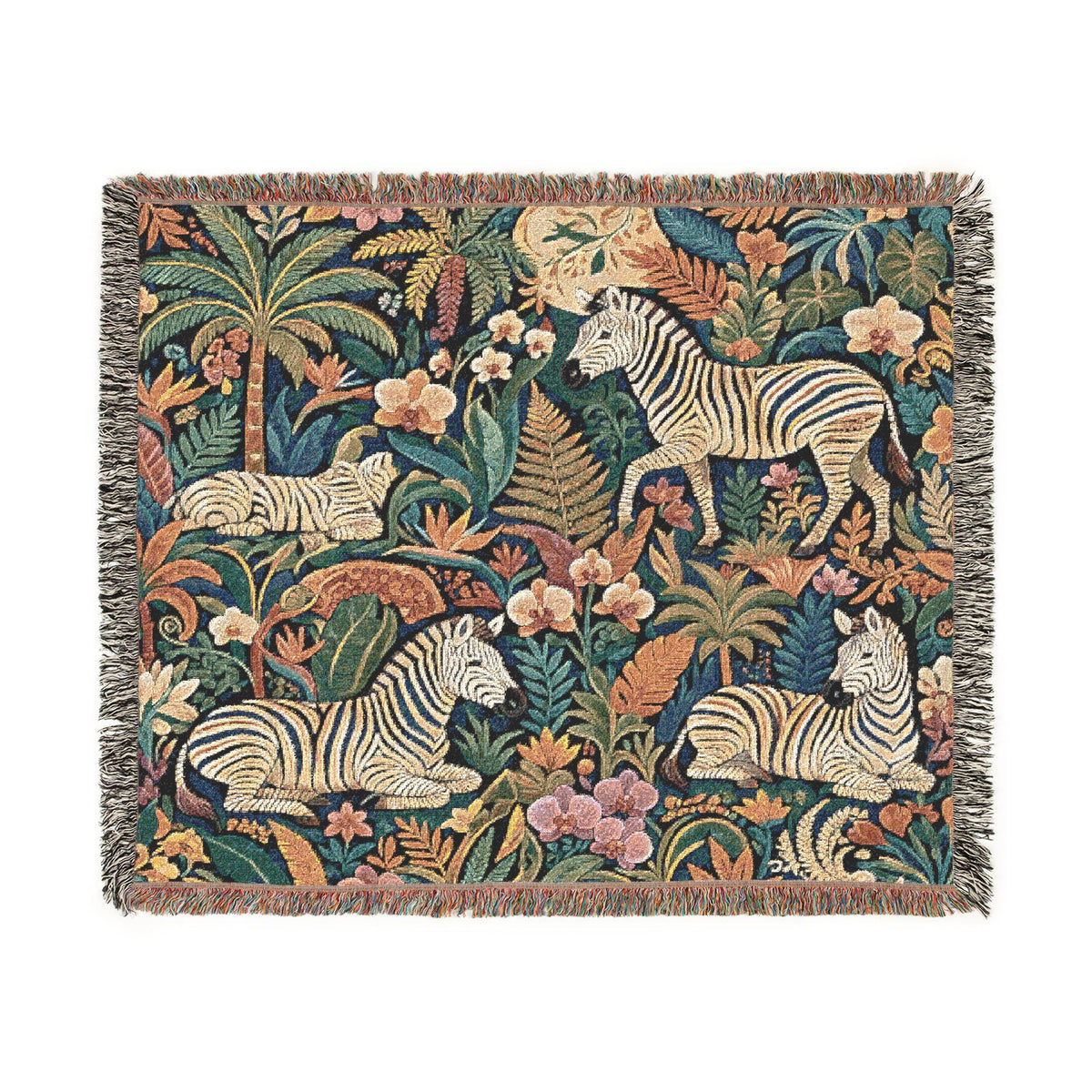 Jungle Zebra Tapestry Woven Blanket | Safari Animal Pattern Throw