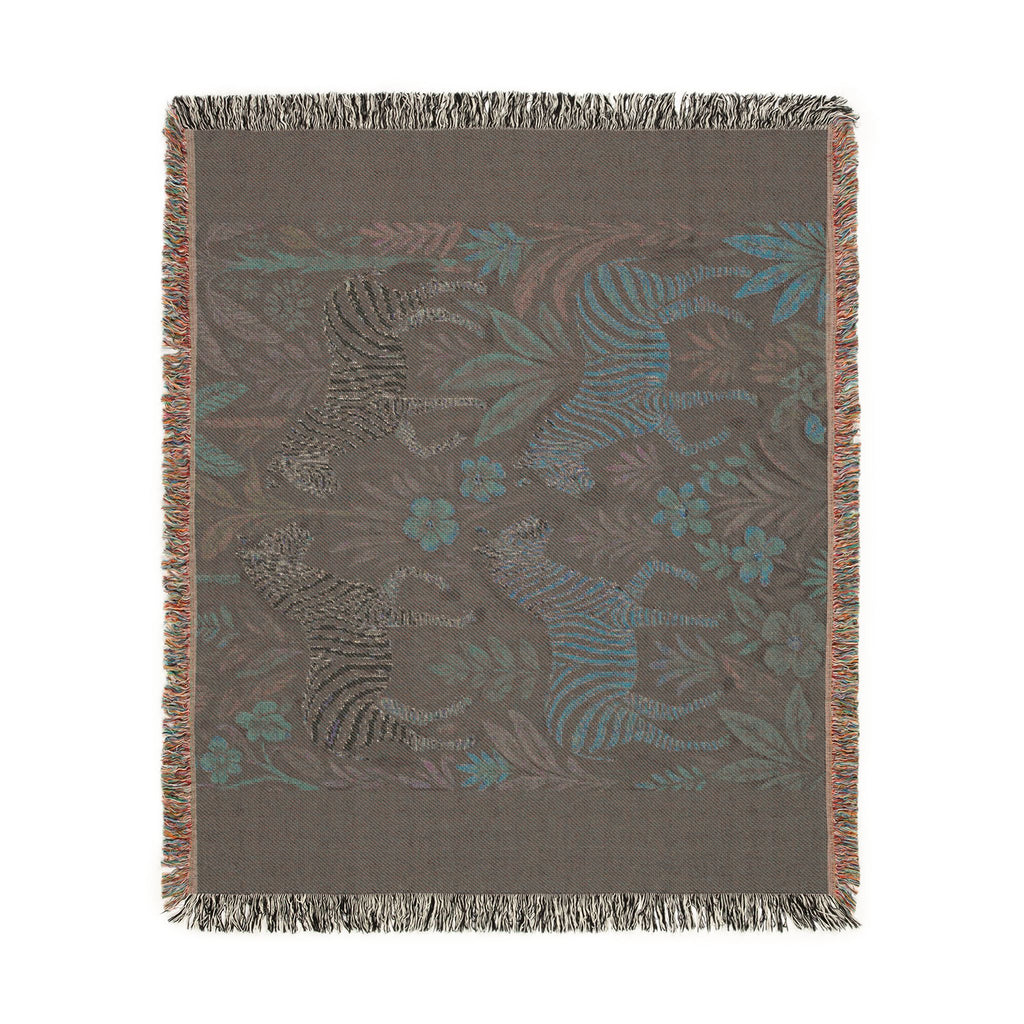 Zebra Jungle Tapestry Woven Blanket | Boho Animal Pattern