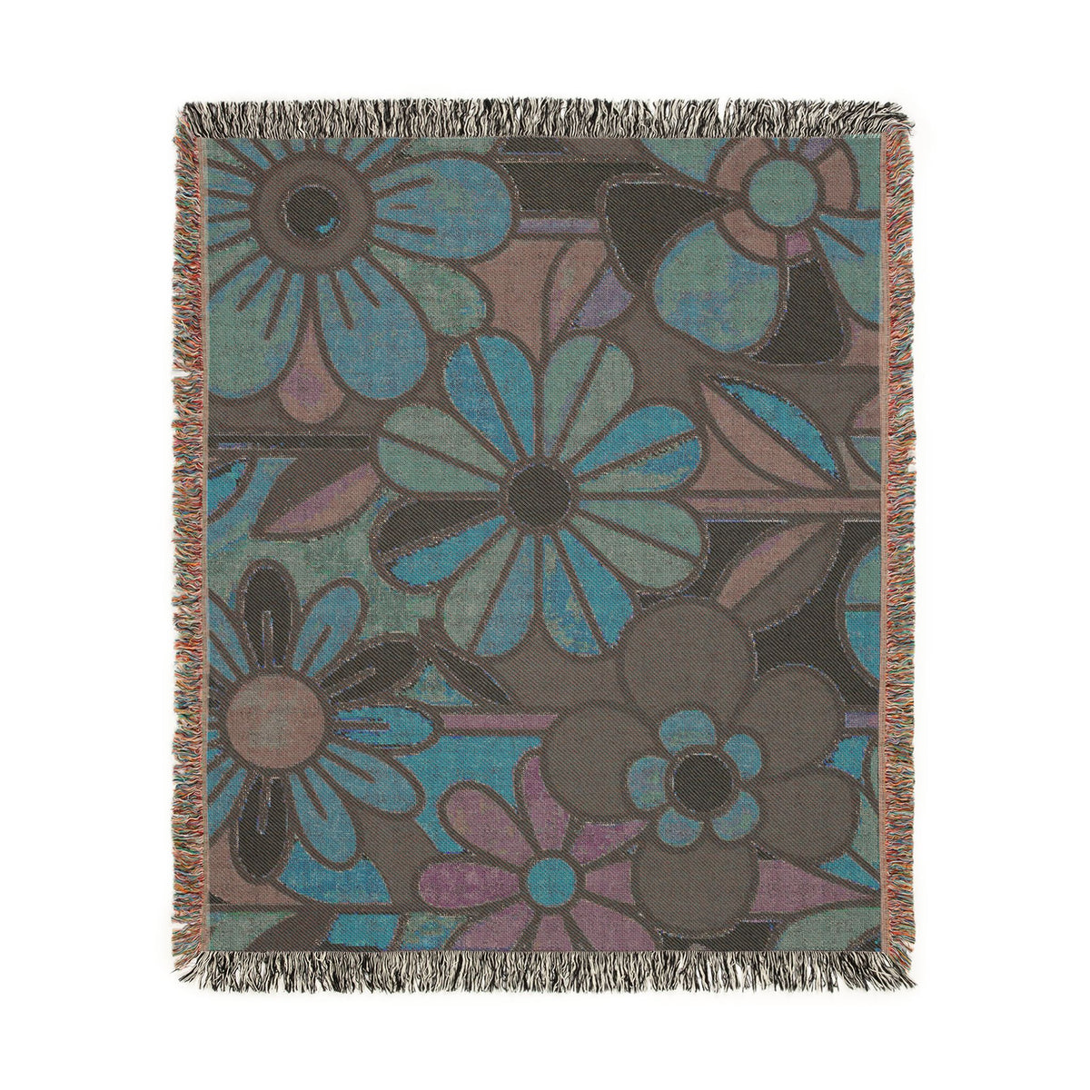 Mod Floral Pop Art Woven Blanket | Mid Century Flower Pattern
