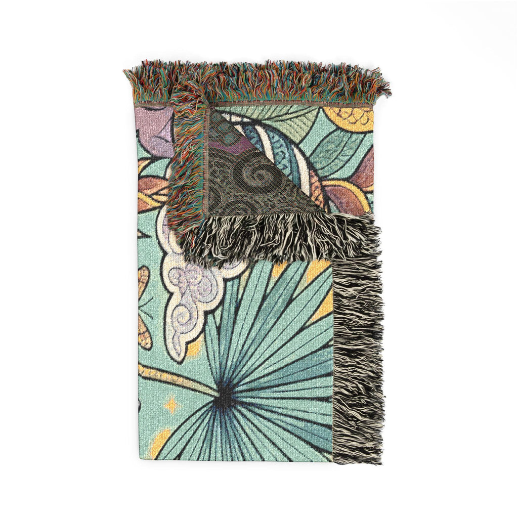 Jungle Zebras Woven Blanket | Tropical Animal Tapestry Throw