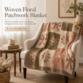 Floral Patchwork Bow Woven Blanket | Vintage Bouquet Throw