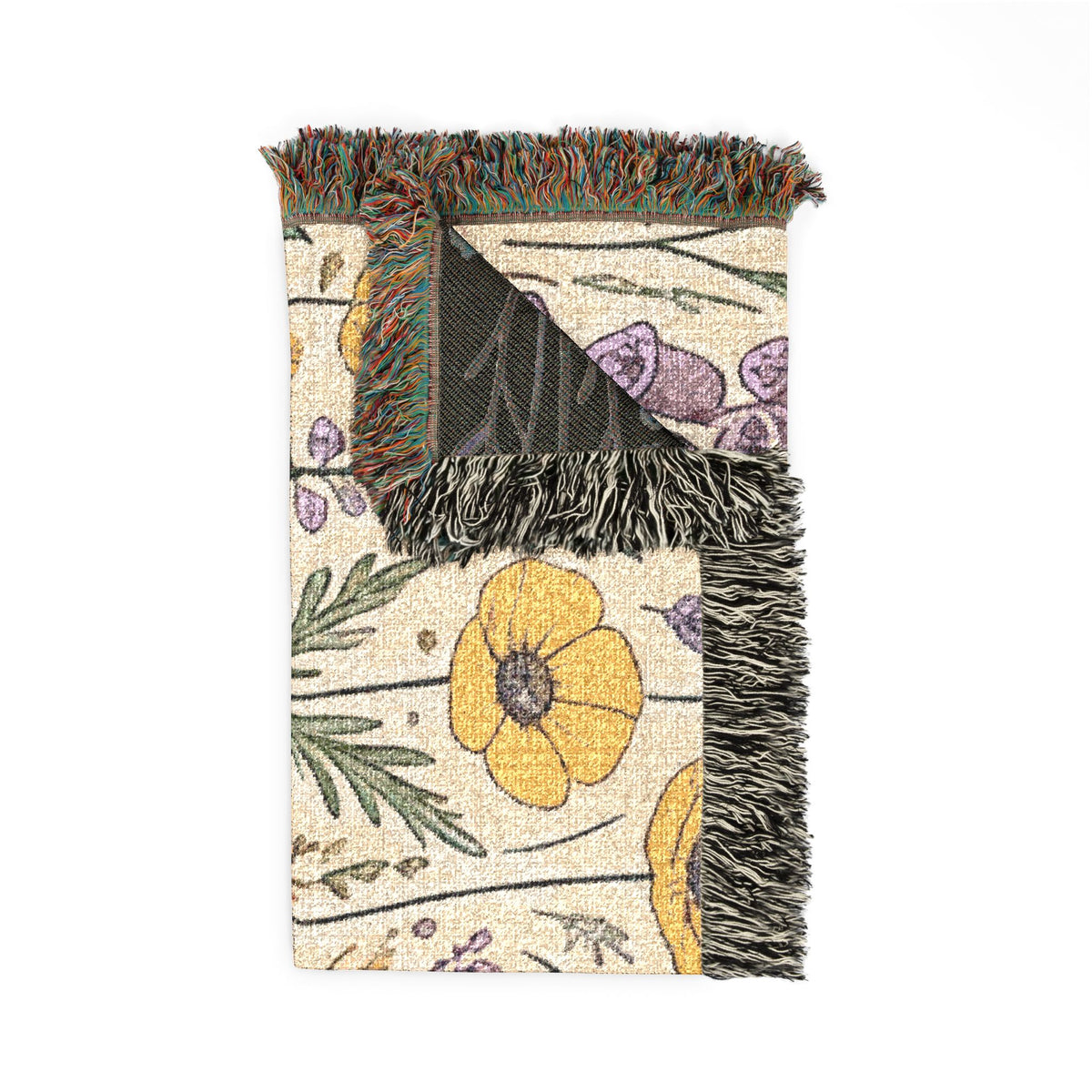 Wildflower Tapestry Woven Blanket | Floral Throw, Boho Home Decor