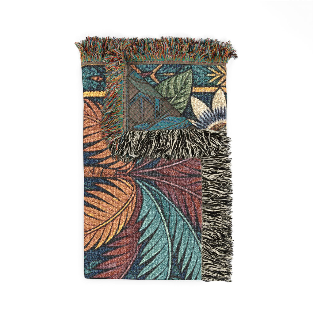 Tropical Leopard Tapestry Woven Blanket | Jungle Animal Throw