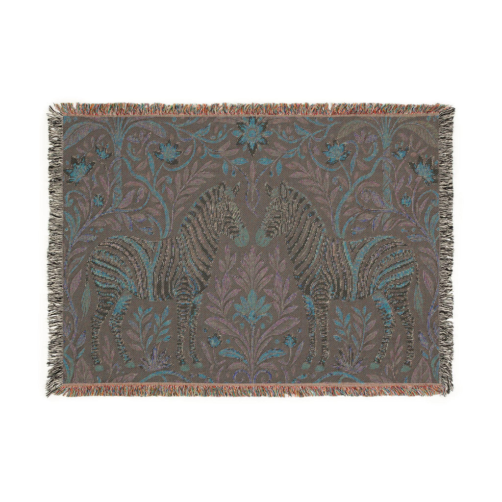 Zebra Tapestry Woven Blanket | Boho Vintage Floral Motif