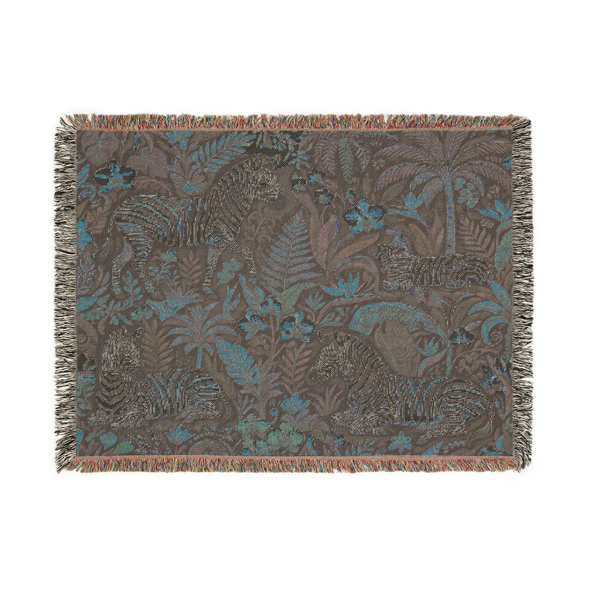 Jungle Zebra Tapestry Woven Blanket | Safari Animal Pattern Throw