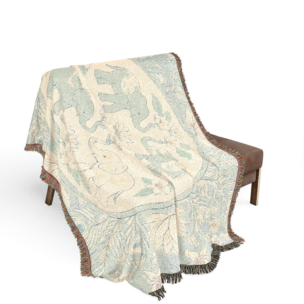 Elephant Medallion Woven Blanket | Boho Floral Throw