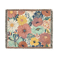 Bold Floral Print Woven Blanket | Flower Pattern Throw, Cozy Home Decor